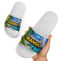 Hawaiian Mango Tropical Beach Slide Sandals Scenic Island Nature Exotic Fruit Graphic