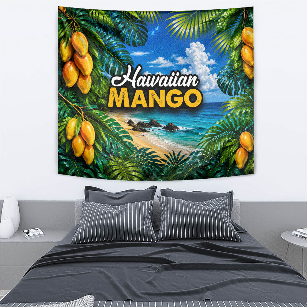 Hawaiian Mango Tropical Beach Tapestry Scenic Island Nature Exotic Fruit Graphic
