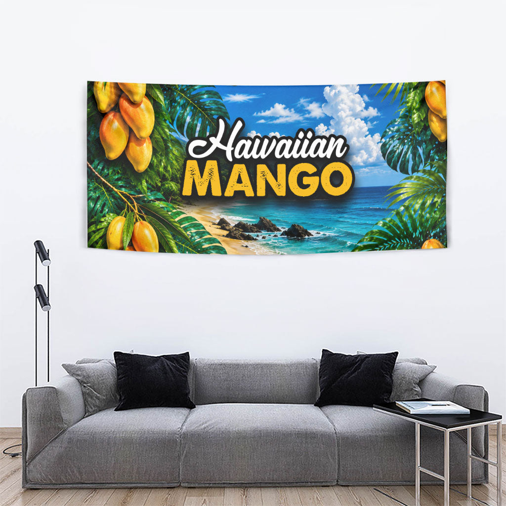 Hawaiian Mango Tropical Beach Tapestry Scenic Island Nature Exotic Fruit Graphic