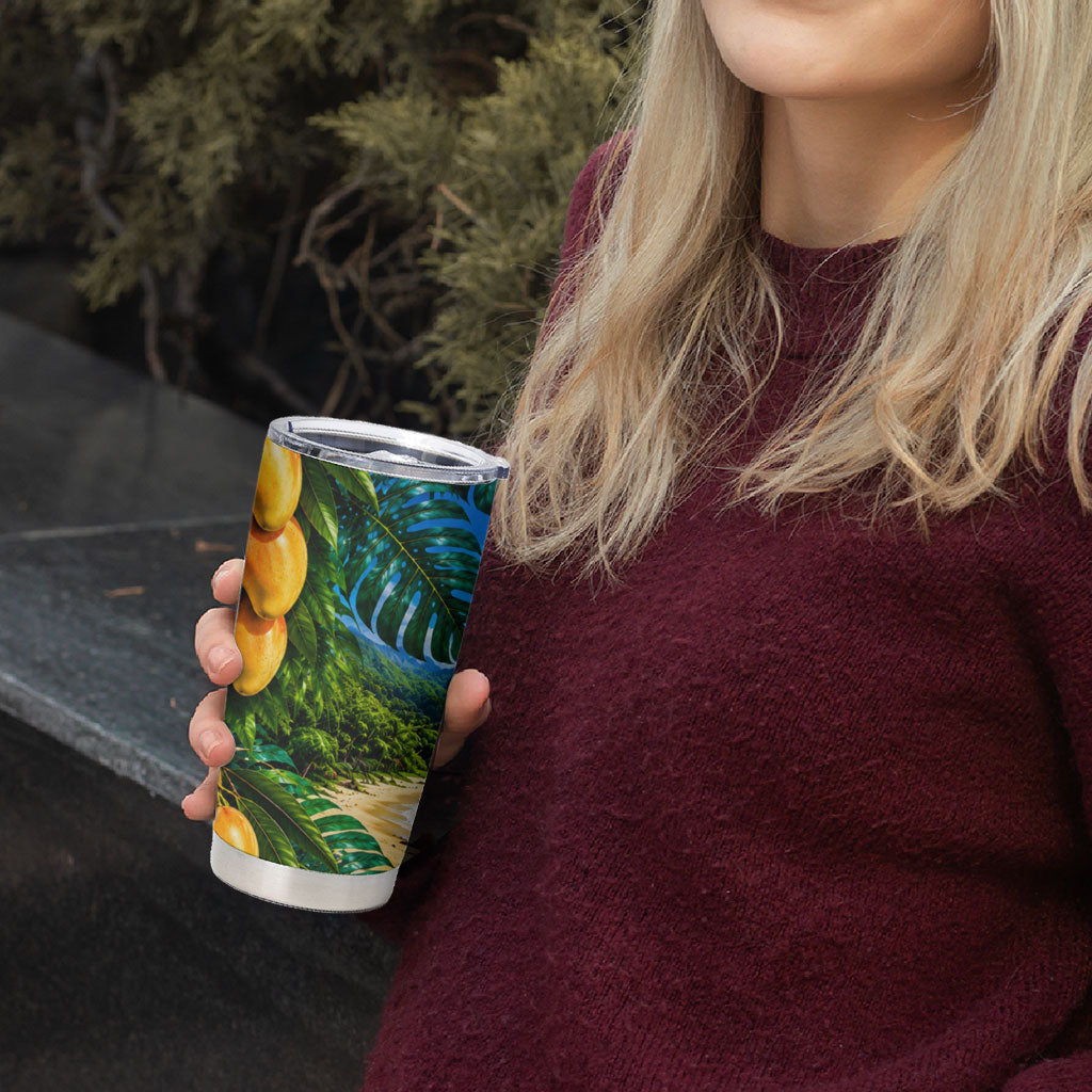 Hawaiian Mango Tropical Beach Tumbler Cup Scenic Island Nature Exotic Fruit Graphic