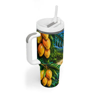 Hawaiian Mango Tropical Beach Tumbler With Handle Scenic Island Nature Exotic Fruit Graphic