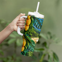 Hawaiian Mango Tropical Beach Tumbler With Handle Scenic Island Nature Exotic Fruit Graphic