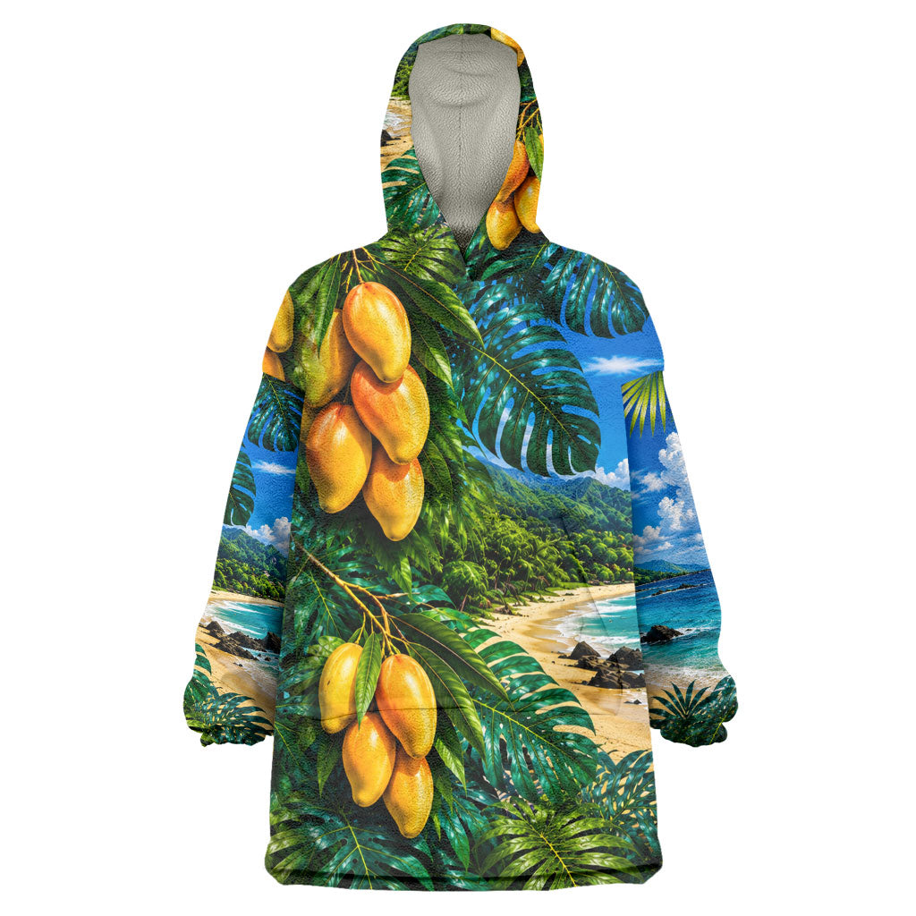 Hawaiian Mango Tropical Beach Wearable Blanket Hoodie Scenic Island Nature Exotic Fruit Graphic