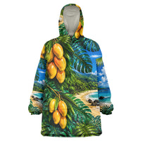 Hawaiian Mango Tropical Beach Wearable Blanket Hoodie Scenic Island Nature Exotic Fruit Graphic