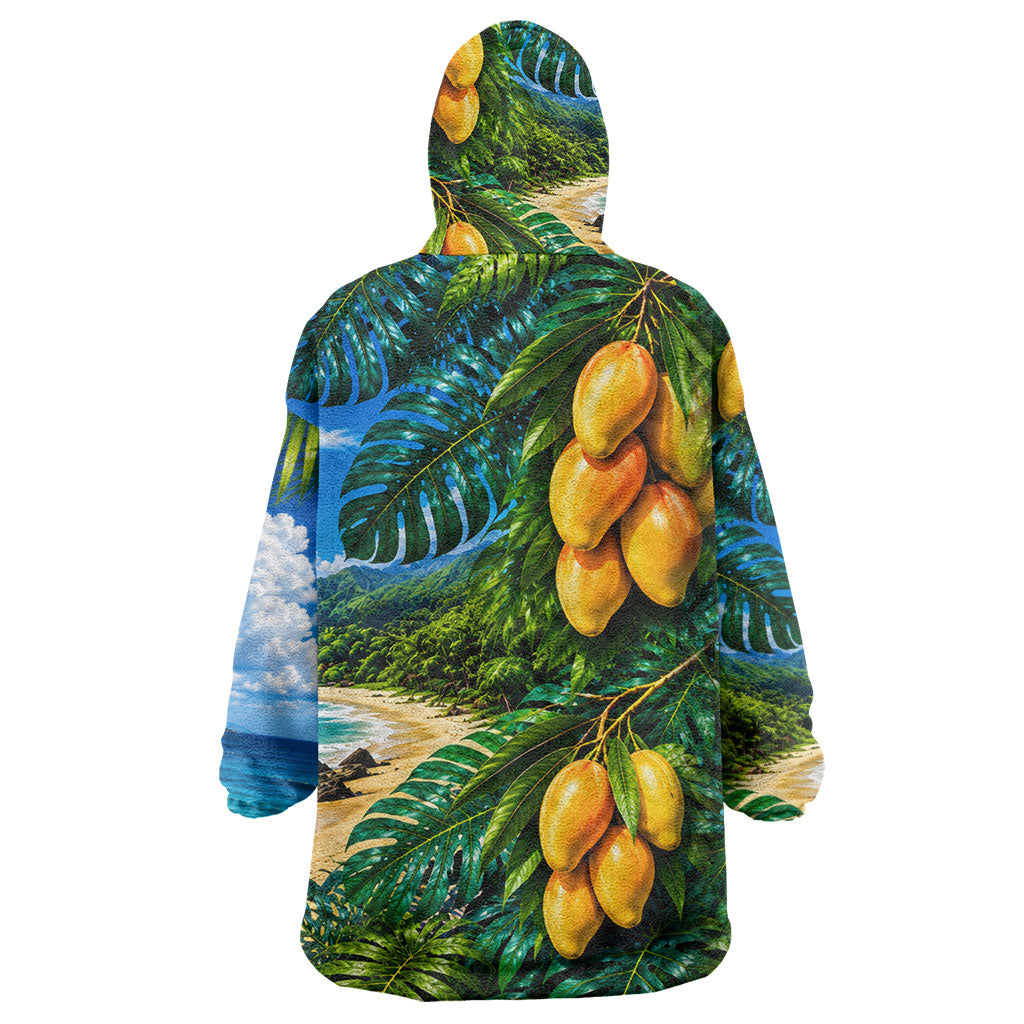 Hawaiian Mango Tropical Beach Wearable Blanket Hoodie Scenic Island Nature Exotic Fruit Graphic