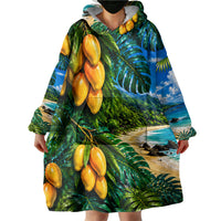 Hawaiian Mango Tropical Beach Wearable Blanket Hoodie Scenic Island Nature Exotic Fruit Graphic