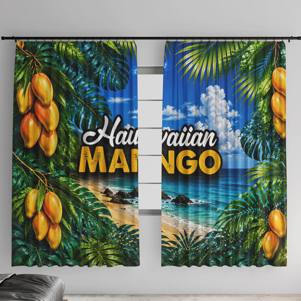 Hawaiian Mango Tropical Beach Window Curtain Scenic Island Nature Exotic Fruit Graphic