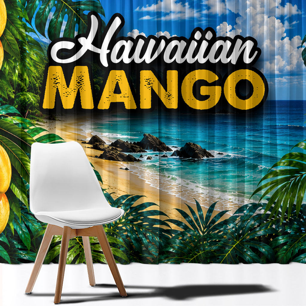 Hawaiian Mango Tropical Beach Window Curtain Scenic Island Nature Exotic Fruit Graphic