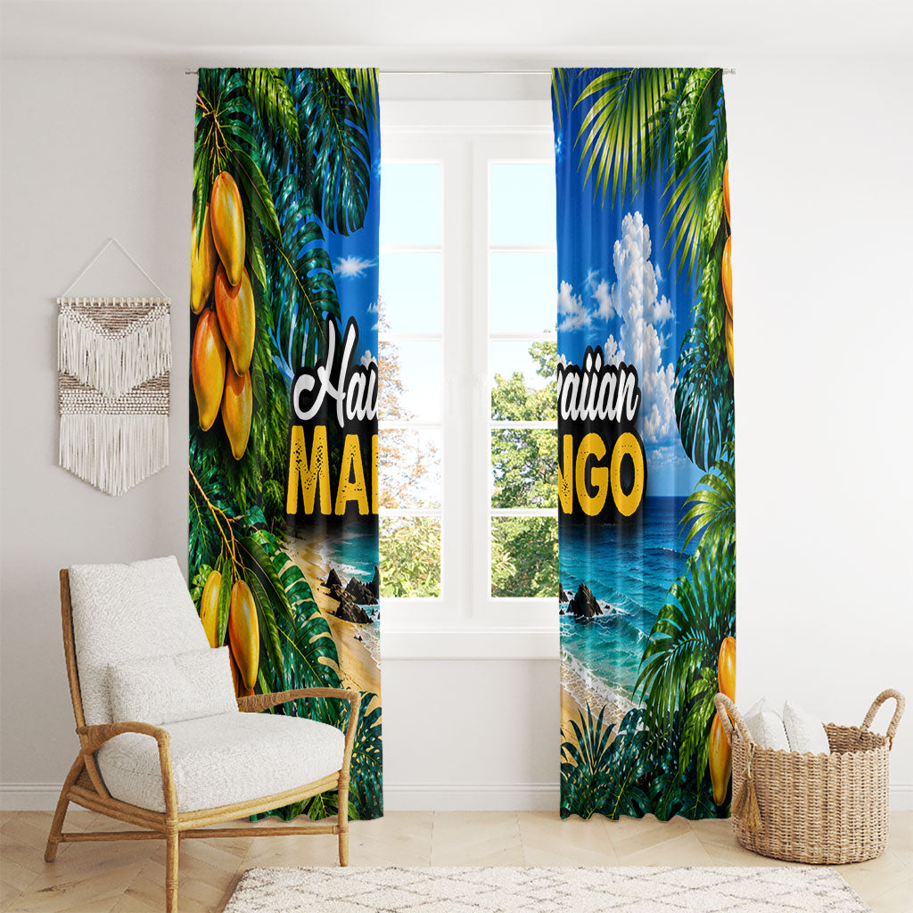 Hawaiian Mango Tropical Beach Window Curtain Scenic Island Nature Exotic Fruit Graphic