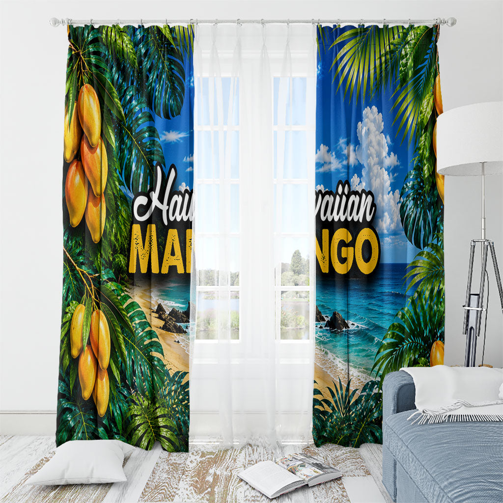 Hawaiian Mango Tropical Beach Window Curtain Scenic Island Nature Exotic Fruit Graphic