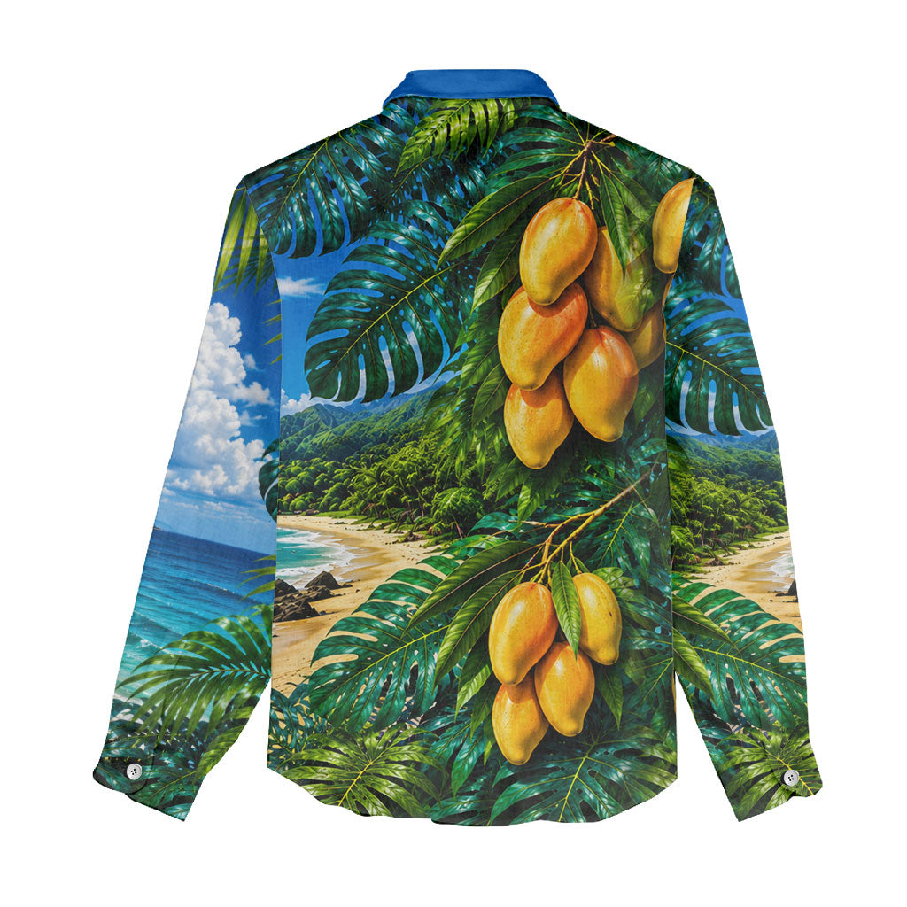 Hawaiian Mango Tropical Beach Women Casual Shirt Scenic Island Nature Exotic Fruit Graphic