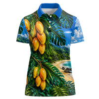 Hawaiian Mango Tropical Beach Women Polo Shirt Scenic Island Nature Exotic Fruit Graphic