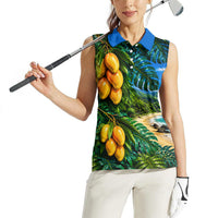 Hawaiian Mango Tropical Beach Women Sleeveless Polo Shirt Scenic Island Nature Exotic Fruit Graphic