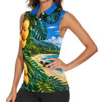 Hawaiian Mango Tropical Beach Women Sleeveless Polo Shirt Scenic Island Nature Exotic Fruit Graphic