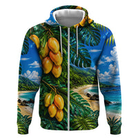 Hawaiian Mango Tropical Beach Zip Hoodie Scenic Island Nature Exotic Fruit Graphic