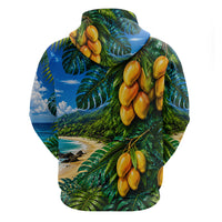 Hawaiian Mango Tropical Beach Zip Hoodie Scenic Island Nature Exotic Fruit Graphic