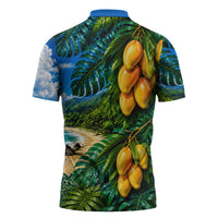Hawaiian Mango Tropical Beach Zipper Polo Shirt Scenic Island Nature Exotic Fruit Graphic