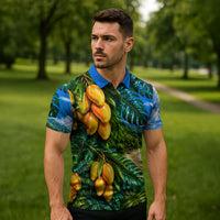 Hawaiian Mango Tropical Beach Zipper Polo Shirt Scenic Island Nature Exotic Fruit Graphic