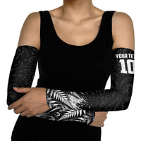 Personalized New Zealand Kiwi Bird Arm Sleeves Grunge Maori Tribal Pattern Silver Fern