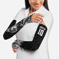 Personalized New Zealand Kiwi Bird Arm Sleeves Grunge Maori Tribal Pattern Silver Fern
