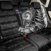 Personalized New Zealand Kiwi Bird Back Car Seat Cover Grunge Maori Tribal Pattern Silver Fern