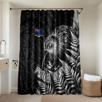 Personalized New Zealand Kiwi Bird Bathroom Set Grunge Maori Tribal Pattern Silver Fern