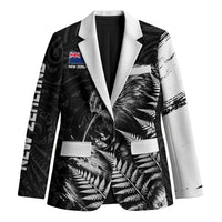 Personalized New Zealand Kiwi Bird Blazer Grunge Maori Tribal Pattern Silver Fern