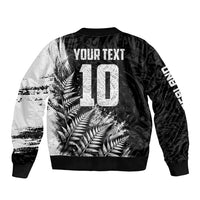 Personalized New Zealand Kiwi Bird Bomber Jacket Grunge Maori Tribal Pattern Silver Fern