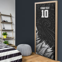 Personalized New Zealand Kiwi Bird Door Cover Grunge Maori Tribal Pattern Silver Fern