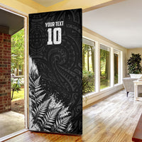 Personalized New Zealand Kiwi Bird Door Cover Grunge Maori Tribal Pattern Silver Fern