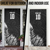 Personalized New Zealand Kiwi Bird Door Cover Grunge Maori Tribal Pattern Silver Fern