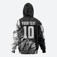 Personalized New Zealand Kiwi Bird Hoodie Grunge Maori Tribal Pattern Silver Fern