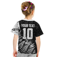 Personalized New Zealand Kiwi Bird Kid T Shirt Grunge Maori Tribal Pattern Silver Fern
