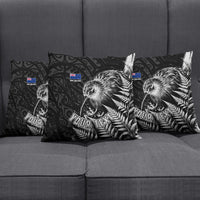 Personalized New Zealand Kiwi Bird Pillow Cover Grunge Maori Tribal Pattern Silver Fern