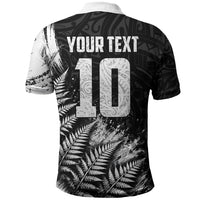 Personalized New Zealand Kiwi Bird Polo Shirt Grunge Maori Tribal Pattern Silver Fern