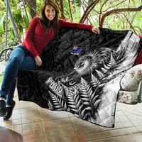 Personalized New Zealand Kiwi Bird Quilt Grunge Maori Tribal Pattern Silver Fern