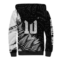 Personalized New Zealand Kiwi Bird Sherpa Hoodie Grunge Maori Tribal Pattern Silver Fern
