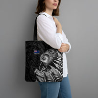 Personalized New Zealand Kiwi Bird Tote Bag Grunge Maori Tribal Pattern Silver Fern