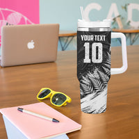 Personalized New Zealand Kiwi Bird Tumbler With Handle Grunge Maori Tribal Pattern Silver Fern