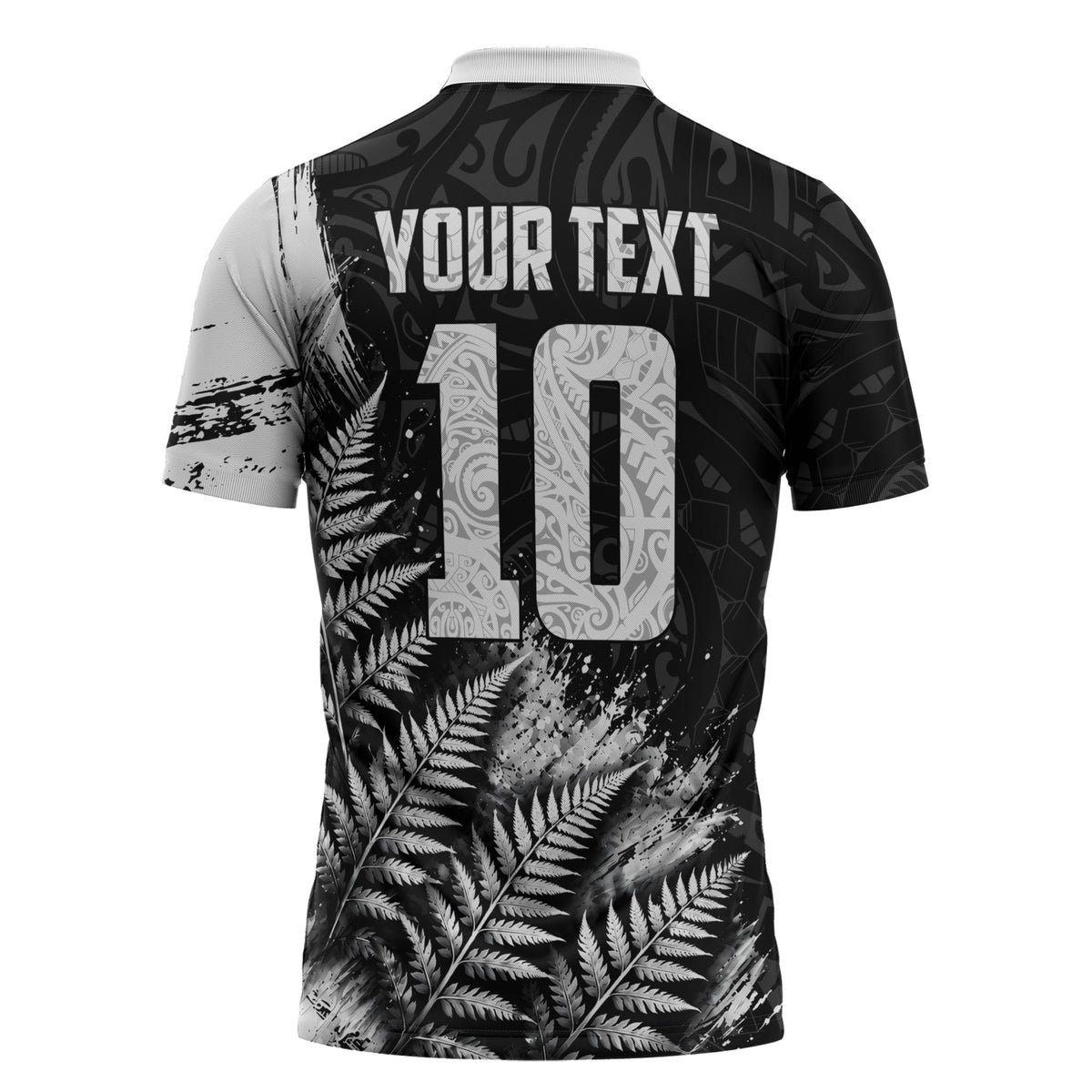 Personalized New Zealand Kiwi Bird Zipper Polo Shirt Grunge Maori Tribal Pattern Silver Fern