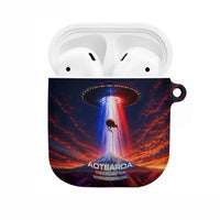 New Zealand Aotearoa Kiwi UFO AirPods Case Sci-Fi Galaxy Sunset Sky Tower And Mountain