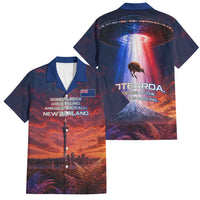 New Zealand Aotearoa Kiwi UFO Family Matching Off Shoulder Maxi Dress and Hawaiian Shirt Sci-Fi Galaxy Sunset Sky Tower And Mountain
