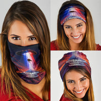New Zealand Aotearoa Kiwi UFO Neck Gaiter Sci-Fi Galaxy Sunset Sky Tower And Mountain