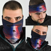 New Zealand Aotearoa Kiwi UFO Neck Gaiter Sci-Fi Galaxy Sunset Sky Tower And Mountain