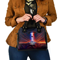 New Zealand Aotearoa Kiwi UFO Shoulder Handbag Sci-Fi Galaxy Sunset Sky Tower And Mountain