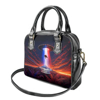 New Zealand Aotearoa Kiwi UFO Shoulder Handbag Sci-Fi Galaxy Sunset Sky Tower And Mountain