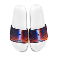 New Zealand Aotearoa Kiwi UFO Slide Sandals Sci-Fi Galaxy Sunset Sky Tower And Mountain