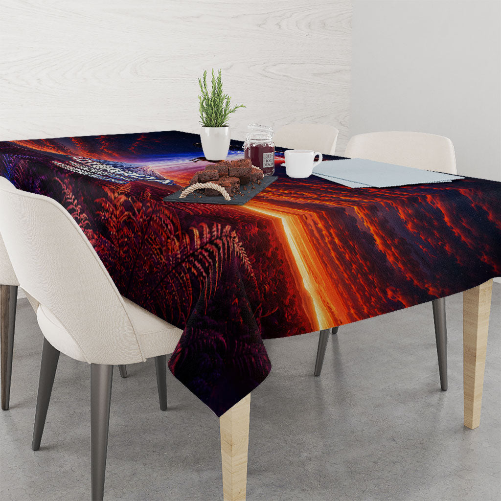 New Zealand Aotearoa Kiwi UFO Tablecloth Sci-Fi Galaxy Sunset Sky Tower And Mountain