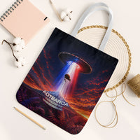New Zealand Aotearoa Kiwi UFO Tote Bag Sci-Fi Galaxy Sunset Sky Tower And Mountain