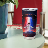 New Zealand Aotearoa Kiwi UFO Tumbler Cup Sci-Fi Galaxy Sunset Sky Tower And Mountain